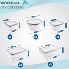 Airtight Food Storage Containers Sets, 12 pieces by Nuovva