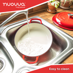 Red Shallow Cast Iron Dutch Oven Casserole Pot - 3.9L - 30cm by Nuovva