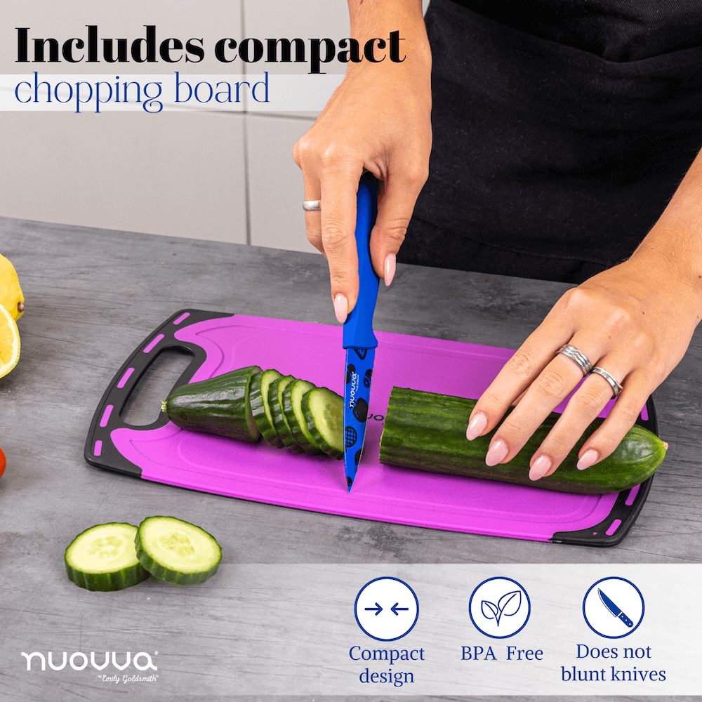 17pcs Kitchen Utensil & Knife Set with Block & Chopping Board (Multiple Colours) - By Nuovva