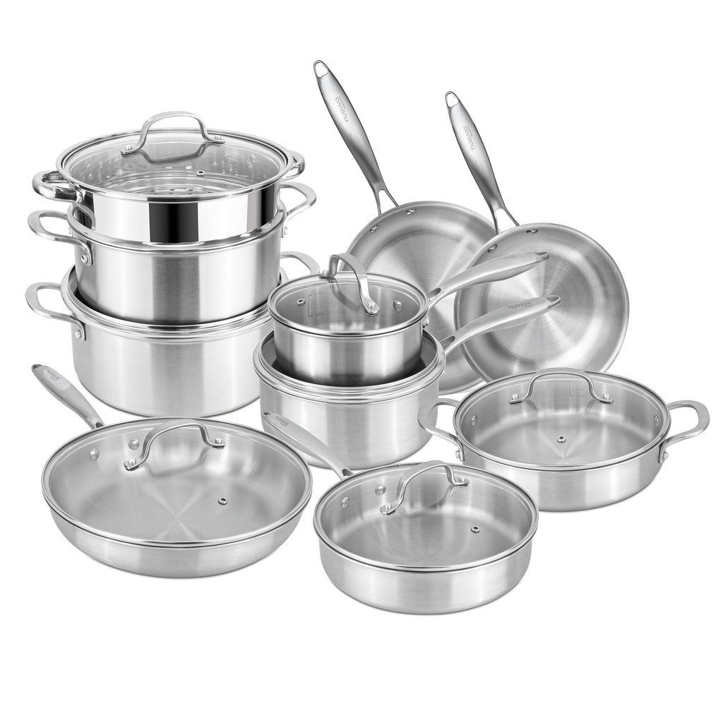 17pcs Stainless Steel Pots and Pans Cookware Set, by Nuovva