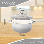 Grey Cast Iron Dutch Oven Casserole Pot - 22cm - 2.9L