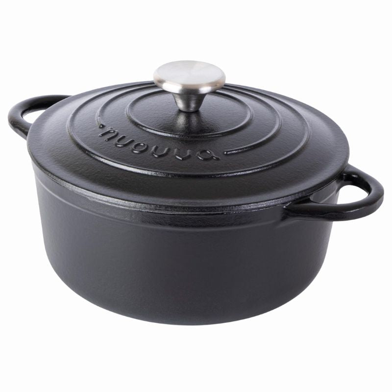 Black Cast Iron Dutch Oven Casserole Pot - 22cm - 2.9L