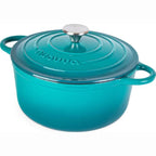 Teal Cast Iron Dutch Oven with Lid, Casserole Pot - 24cm - 4.7L