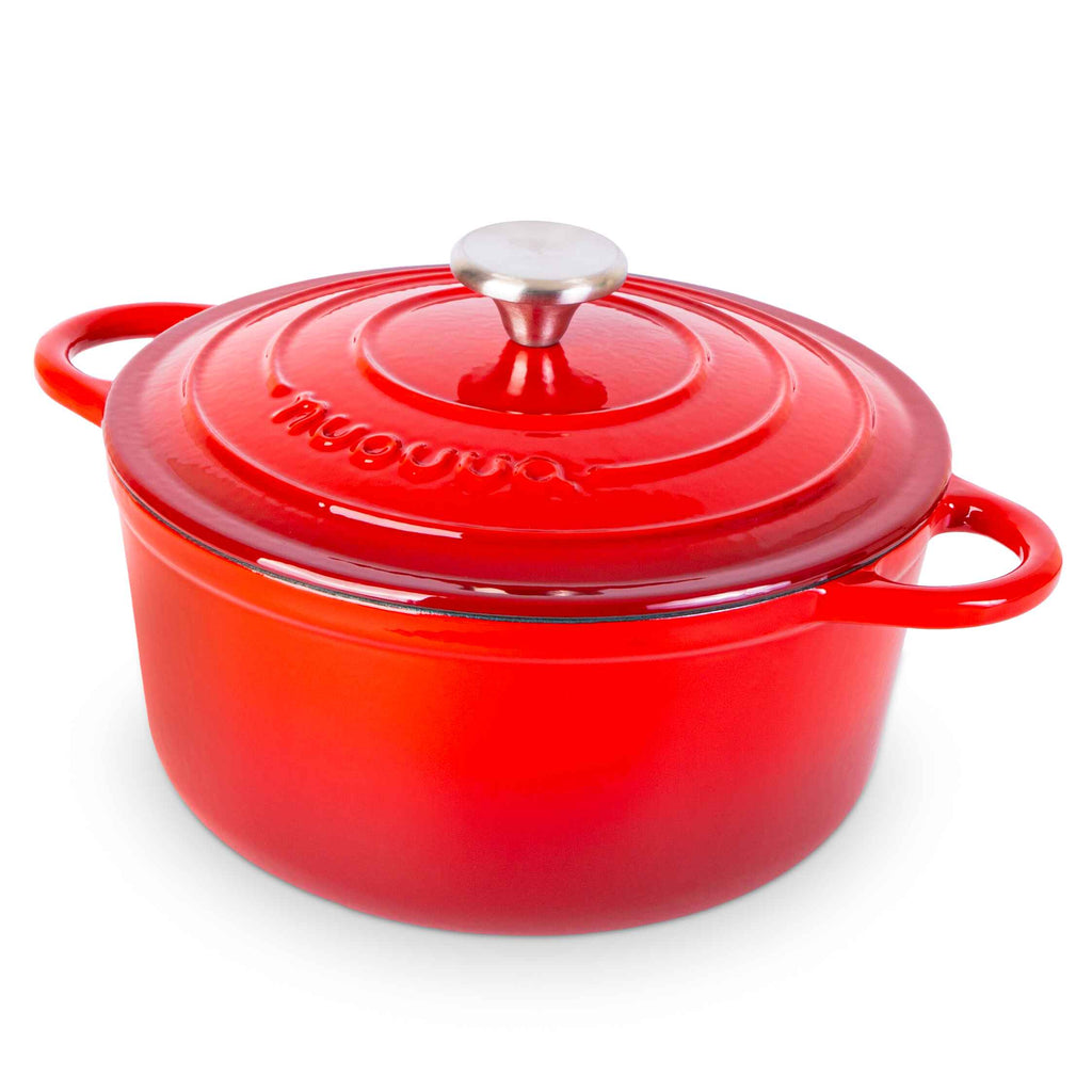Cast Iron Dutch Oven with Lid, Casserole Pot - 24cm - 4.7L (Multiple Colours)