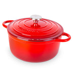 Red Cast Iron Dutch Oven with Lid, Casserole Pot - 24cm - 4.7L
