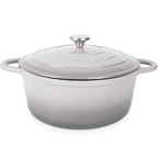 Grey Enamelled Cast Iron Casserole Pot - 28cm - 6L