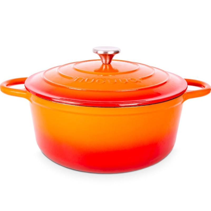 Orange Enamelled Cast Iron Casserole Pot - 28cm - 6L