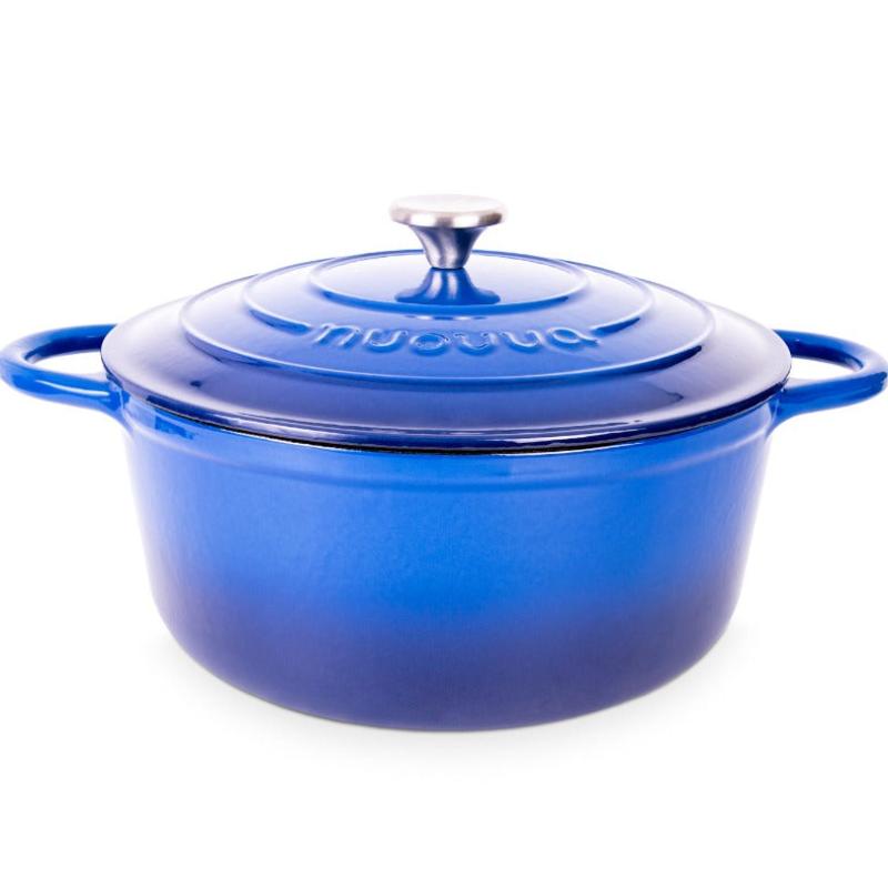 Dark Blue Enamelled Cast Iron Casserole Pot - 28cm - 6L