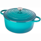 Teal Enamelled Cast Iron Casserole Pot - 28cm - 6L