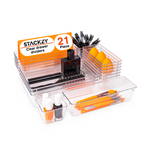 Clear Drawer Organiser Set (Multiple Quantities)  12, 16, 21 & 25 pcs, by Stackzy