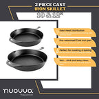 Cast Iron Pre Seasoned Skillet Frying Pan Chef Set (25 & 30cm)