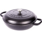 Black Shallow Cast Iron Dutch Oven Casserole Pot - 3.9L - 30cm by Nuovva