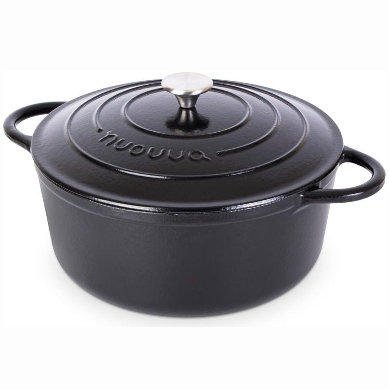Black Enemalled Cast Iron Dutch Oven, Casserole Pot - 30cm - 6.9L