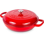 Shallow Cast Iron Dutch Oven Casserole Pot - 3.9L - 30cm (Multiple Colours) by Nuovva