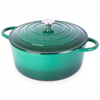 Dark Green Enemalled Cast Iron Dutch Oven, Casserole Pot - 30cm - 6.9L