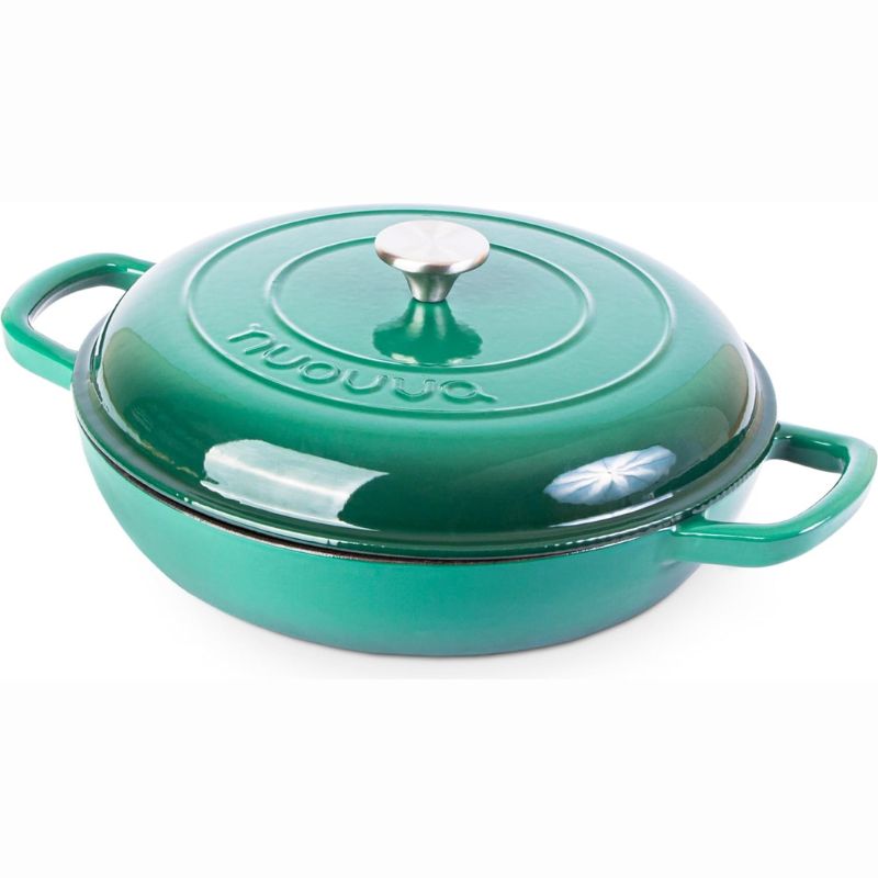 Shallow Cast Iron Dutch Oven Casserole Pot (Multiple Colours & Sizes) by Nuovva