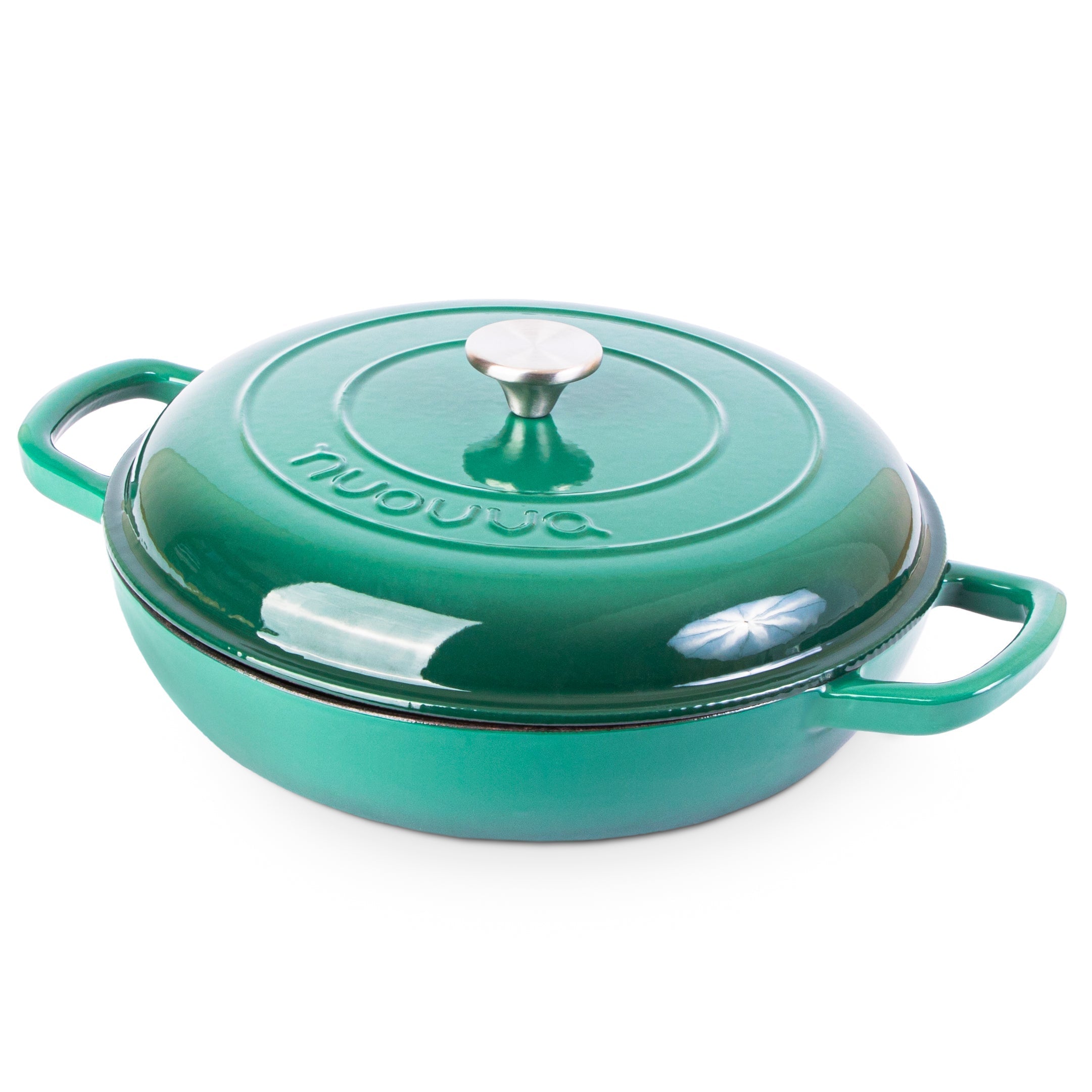 Shallow Cast Iron Dutch Oven Casserole Pot (Multiple Colours & Sizes) by Nuovva