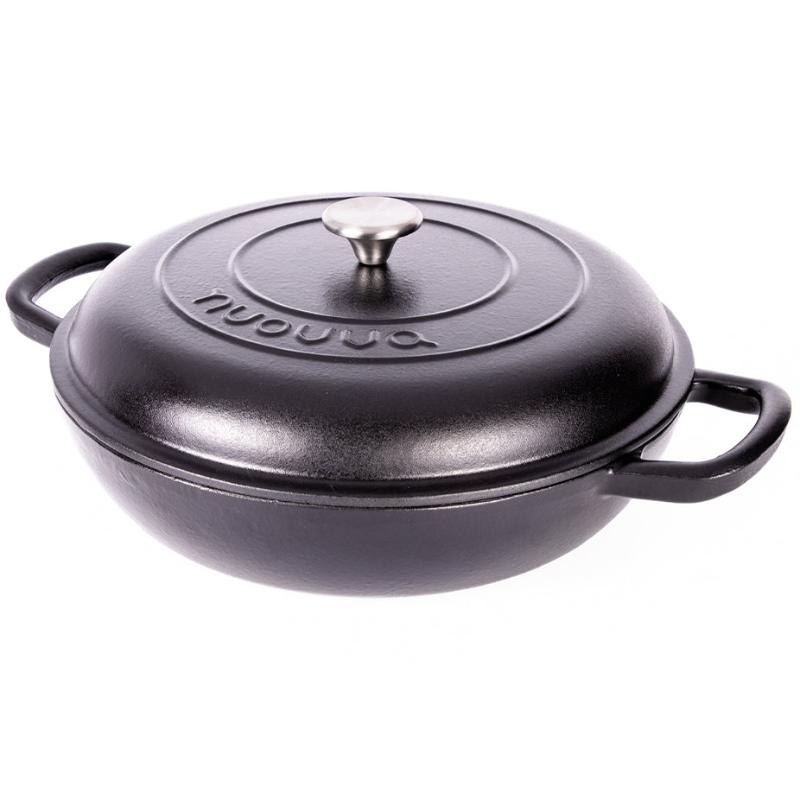 Shallow Cast Iron Dutch Oven Casserole Pot (Multiple Colours & Sizes) by Nuovva