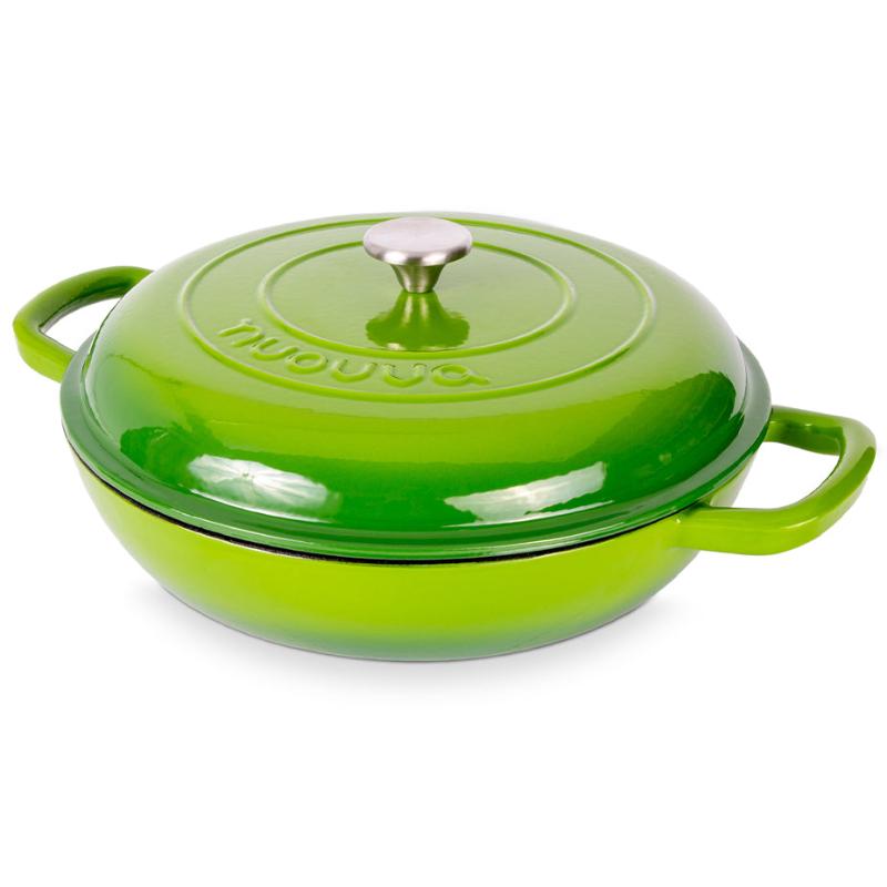 Shallow Cast Iron Dutch Oven Casserole Pot (Multiple Colours & Sizes) by Nuovva