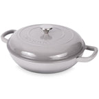 Shallow Cast Iron Casserole Dish with Lid - 32cm - 3.5L (Multiple Colours), by Nuovva