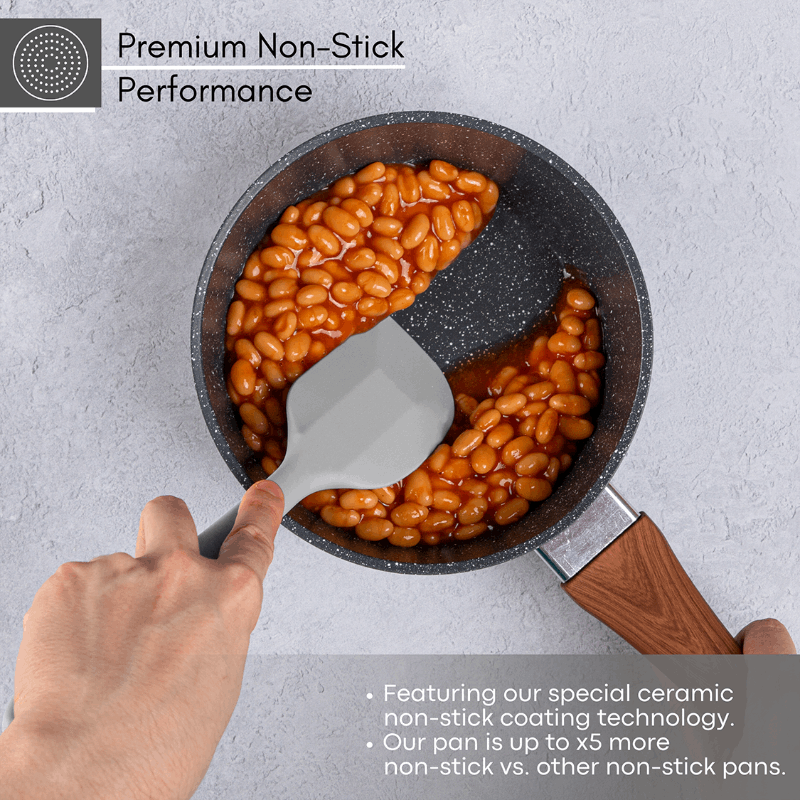 Marble Granite Non-Stick Saucepan with Lid - 16cm, by Nuovva