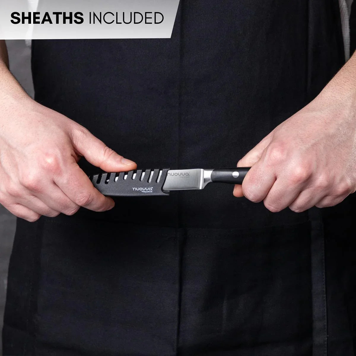 Ultra-Sharp High Carbon Stainless Steel 4pcs Kitchen Knife Set with Ergonomic Grip By Nuovva