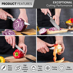 Ultra-Sharp High Carbon Stainless Steel 4pcs Kitchen Knife Set with Ergonomic Grip By Nuovva