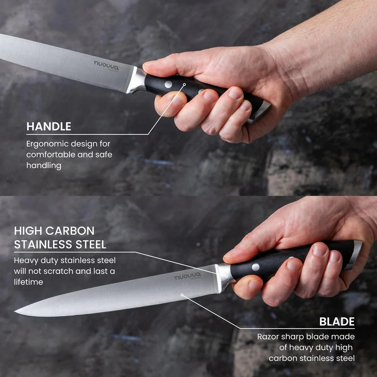 High Carbon Stainless Steel Kitchen Knife Set with Sharpener