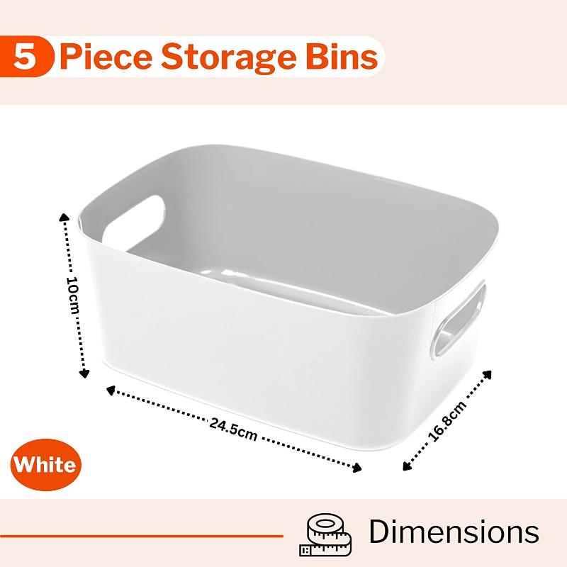 5-Piece Storage Basket Set with Handles (multiple colors)  by Stackzy