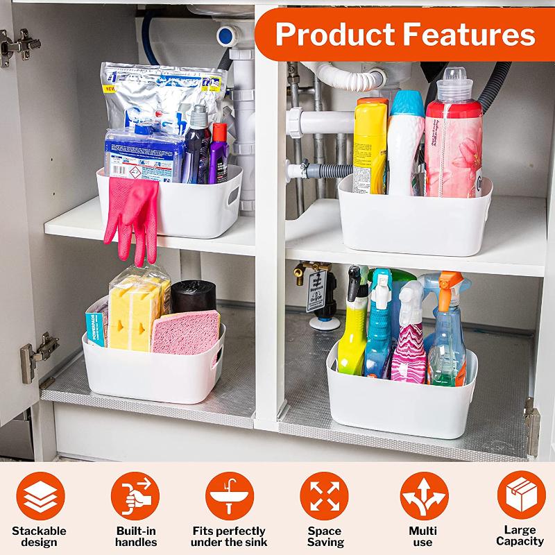 5-Piece Storage Basket Set with Handles (multiple colors)  by Stackzy