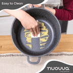 Black Aluminium Casserole Pot with Lid - 4L - 24cm, by Nuovva