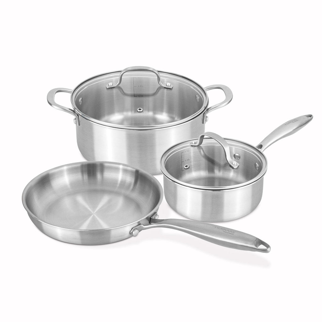 5Pcs Stainless Steel Cookware Set – Induction Ready Pots & Pans – By Nuovva