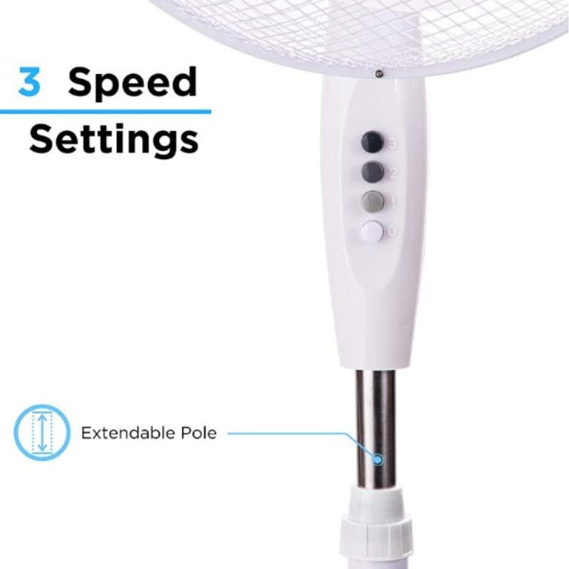 Oscillating 3-Speed Pedestal Fan (16inch) Black/White