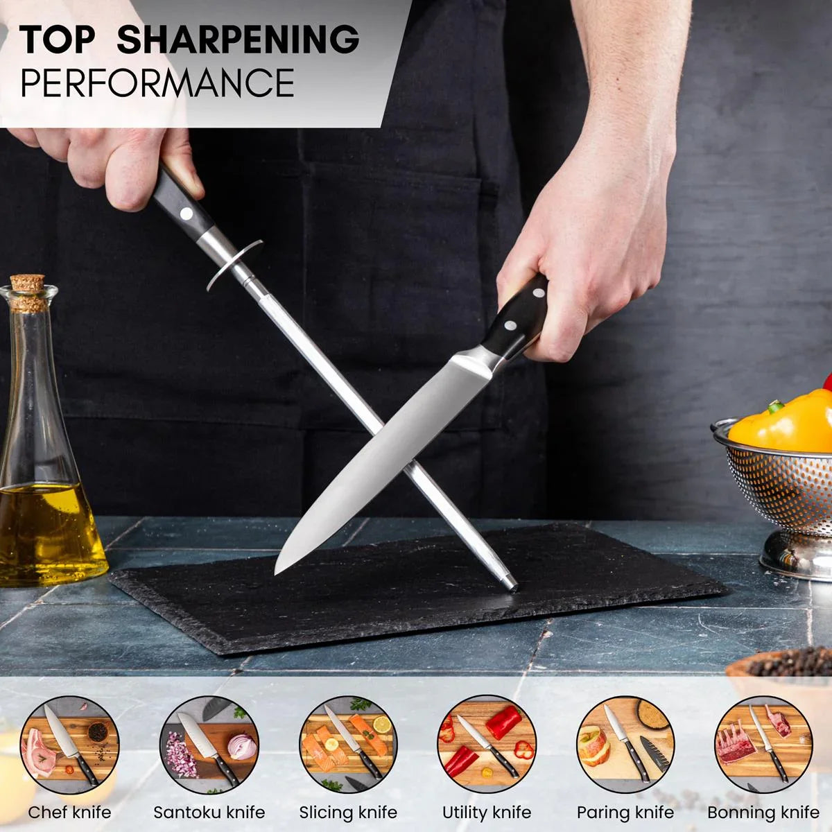 High Carbon Stainless Steel Kitchen Knife Set with Sharpener