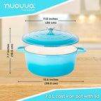 Light Blue Enemalled Cast Iron Dutch Oven, Casserole Pot - 30cm - 6.9L