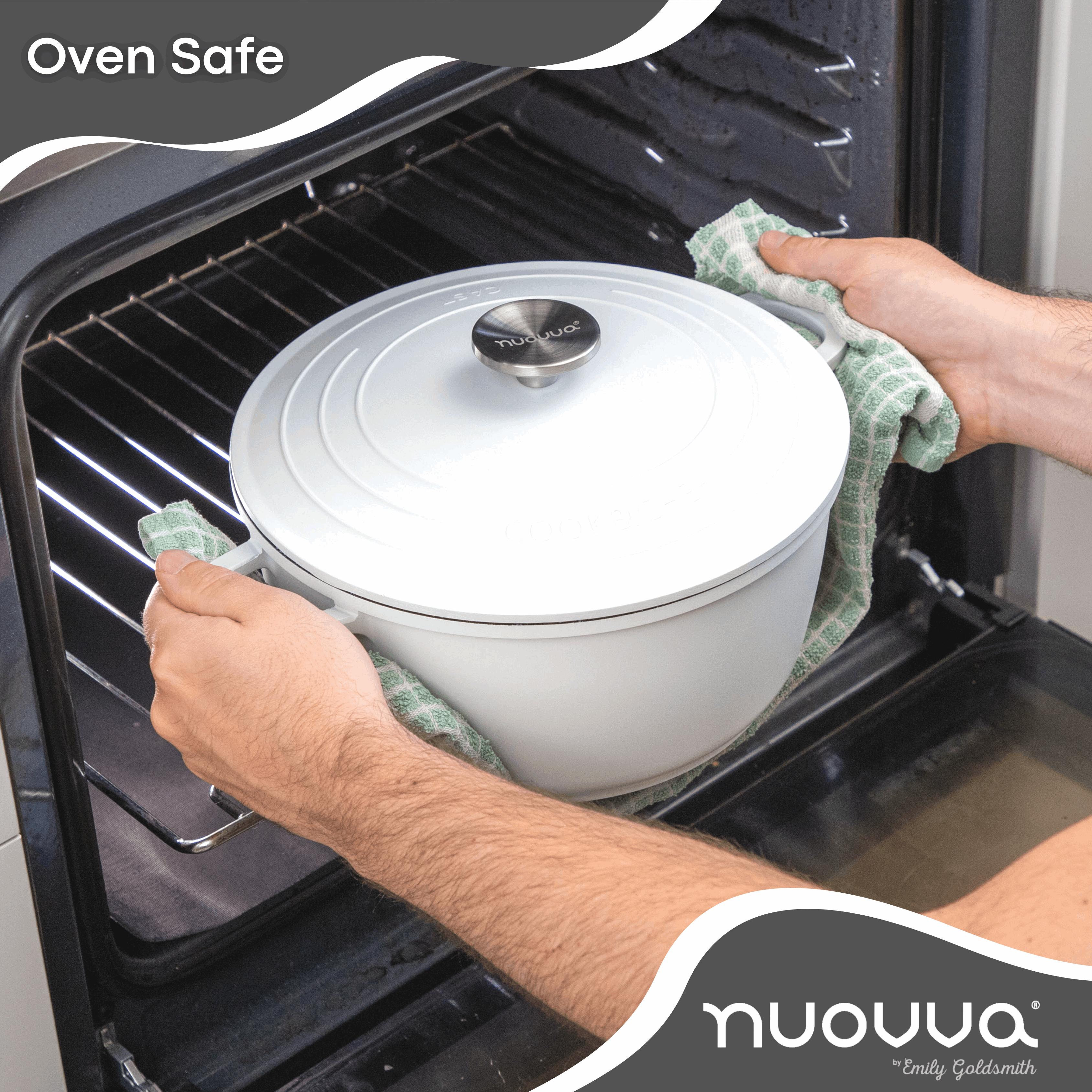 Cream Aluminium Casserole Pot with Lid - 4L - 24cm, by Nuovva