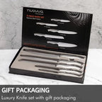 Professional Kitchen Knives - 5 Pieces Stainless Steel Blades - Gift Box, by Nuovva