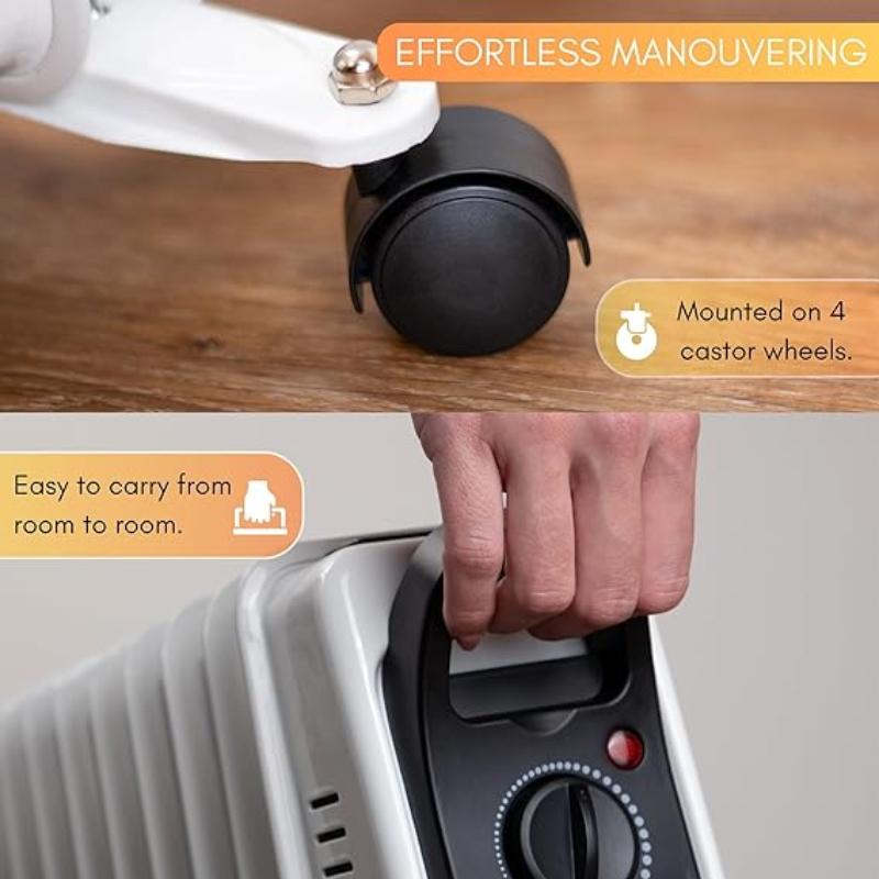 2500W Energy Efficient Electric Heater with 3 Heat Settings - 11 Fin