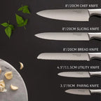Professional Kitchen Knives - 5 Pieces Stainless Steel Blades - Gift Box, by Nuovva
