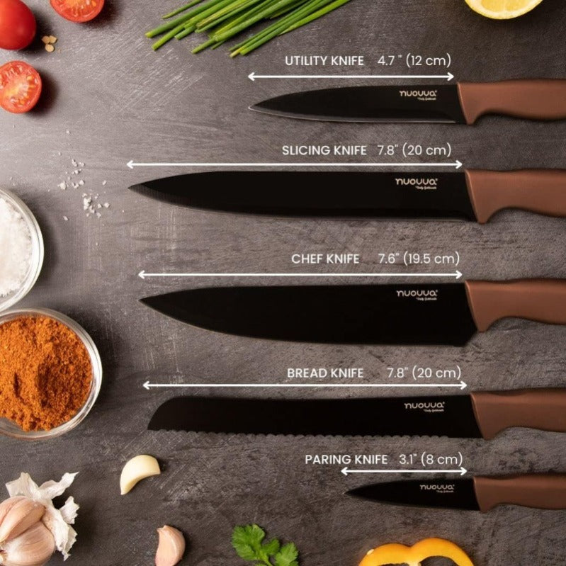 Granite Non-Stick Kitchen Knife Set 5pcs - Multiple Colours, by Nuovva