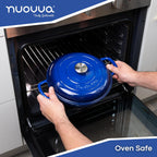 Shallow Cast Iron Dutch Oven Casserole Pot - 2.2L - 26cm, (Multiple Colours) by Nuovva