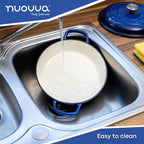 Dark Blue Shallow Cast Iron Dutch Oven Casserole Pot - 2.2L - 26cm, by Nuovva