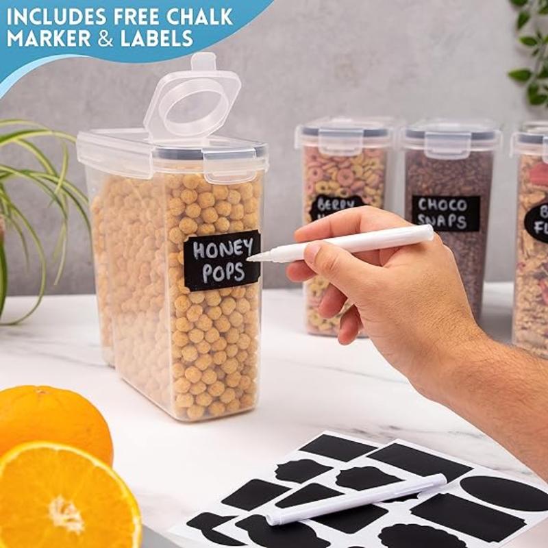 Airtight BPA-Free Cereal Food Storage Containers, 2.5L - 8Pcs, by Nuovva