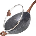 Marble Granite Induction Non-Stick Sauté Pan With Lid – 28cm, by Nuovva