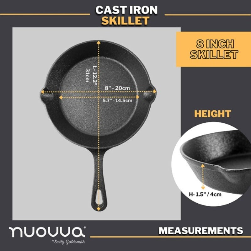 Pre-Seasoned Cast Iron Skillet - 8 inch (20cm)