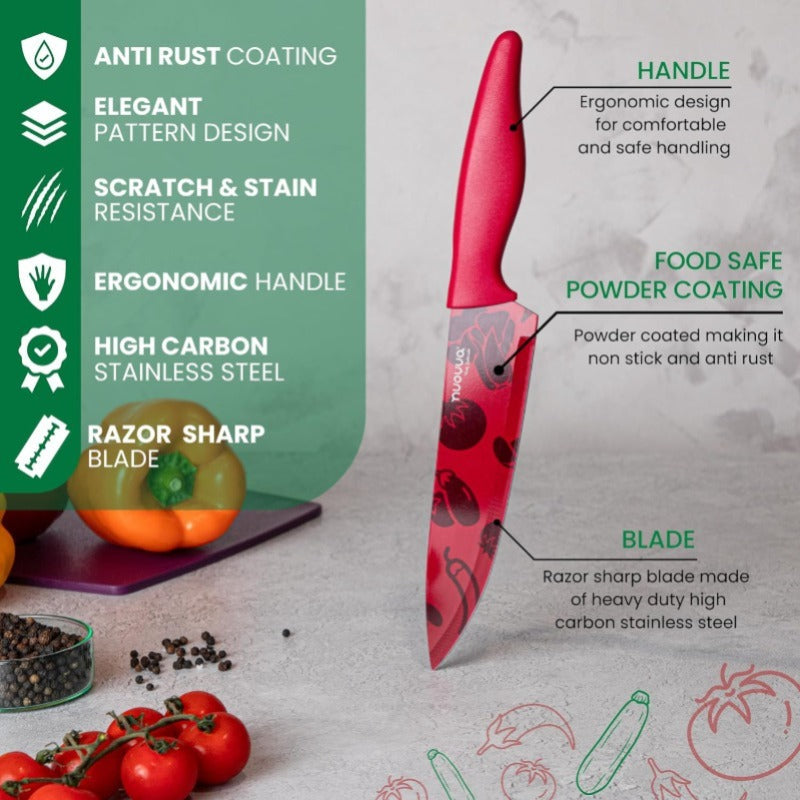 Granite Non-Stick Kitchen Knife Set 5pcs - Multiple Colours, by Nuovva