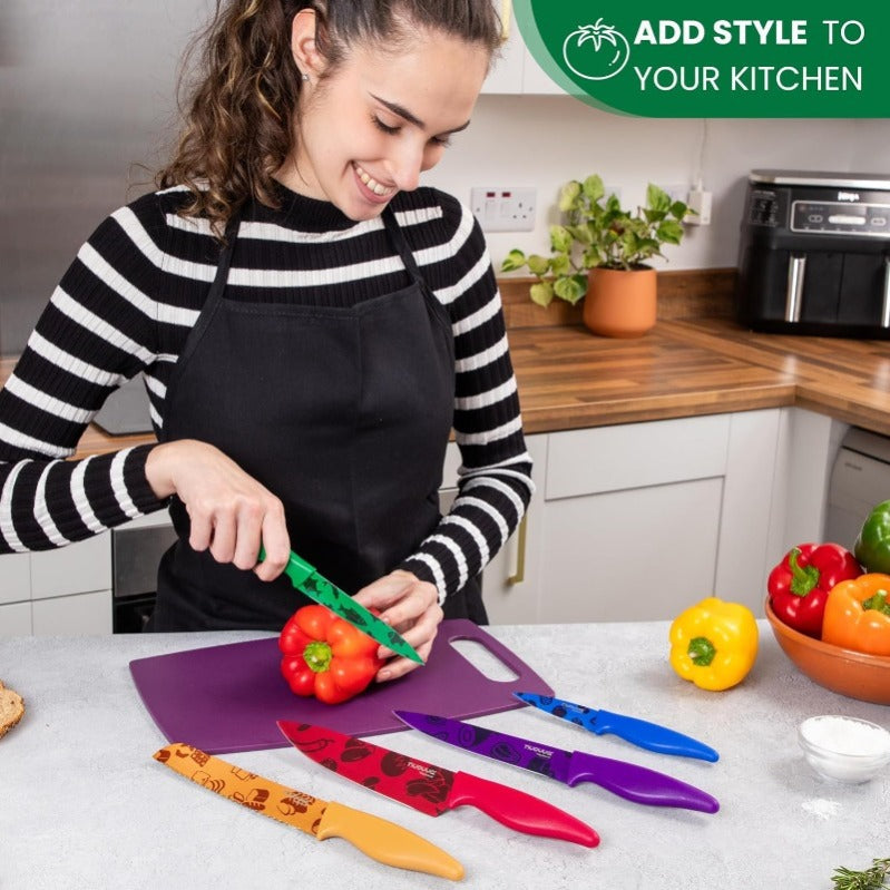 Multicolour Pattern Granite Non-Stick Kitchen Knife Set 5pcs, by Nuovva