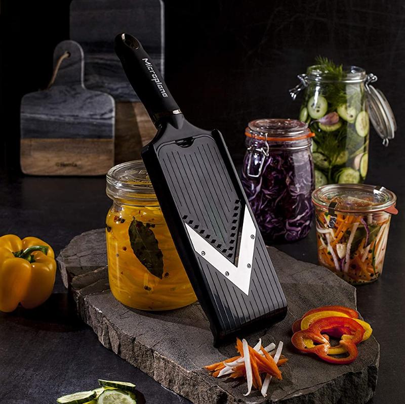 Microplane Adjustable V- Blade Mandoline Slicer with Hand Guard