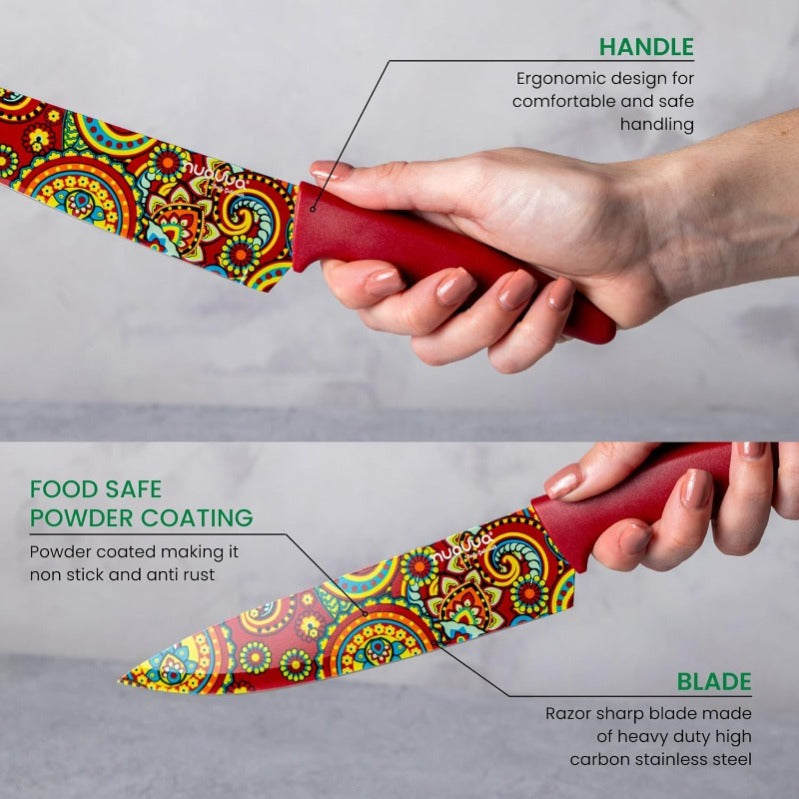 Granite Non-Stick Kitchen Knife Set 5pcs - Multiple Colours, by Nuovva