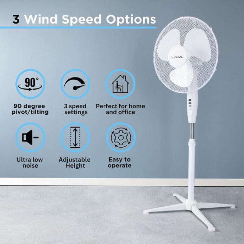 Oscillating 3-Speed Pedestal Fan (16inch) Black/White